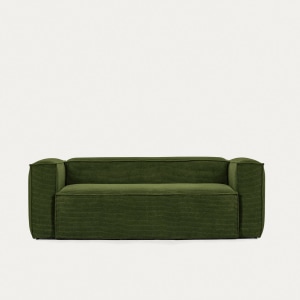 Kave Home BLOK 2-Seat Sofa, Corduroy, Green