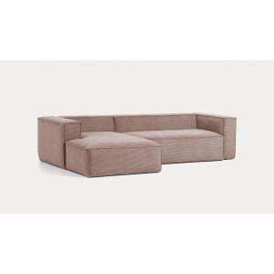 Kave Home Blok 3-Seat Modular Sofa with Left Chaise, Corduroy, Pink