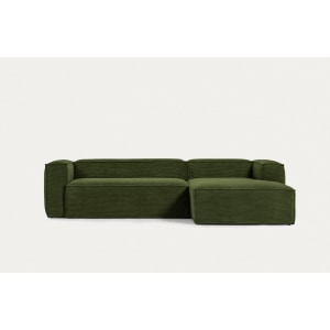 Kave Home BLOK 3-Seat Modular Sofa with Right Chaise, Corduroy, Green