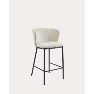 Kave Home Ciselia Shearling Bar Stool, White, 65cm