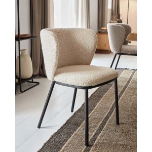 Kave Home Ciselia Boucle Dining Chair, White