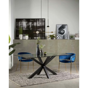 Kave Home ARGO Dining Table, Clear & Black, 1.5m