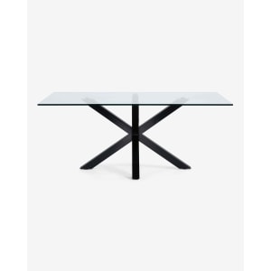 Kave Home Argo Dining Table, Clear and Black, 1.5m