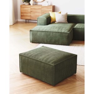 Kave Home BLOK Ottoman, Corduroy, Green