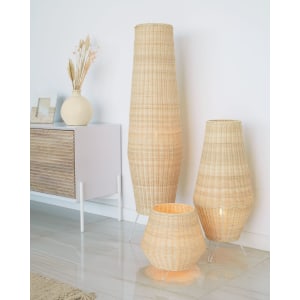 Kave Home KAMARIA Rattan Floor Lamp, Tall