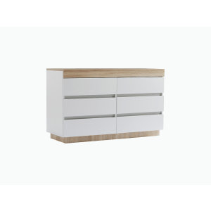 Lifely Cuppa Wooden 6 Chest of Drawer, Natural Oak White, 40Wx110Lx67H cm