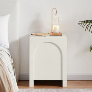 Lifely Arch Bedside Table, 40Wx45Lx60H cm, Creamy White