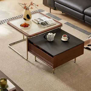 Linspire Ursula Nesting Coffee Table Set with Drawer and Glass Top