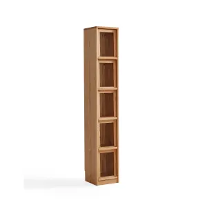Linspire Oaklyn Solid Oak Slim Display Cabinet with Glass Flip Doors
