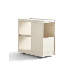 Linspire Cubby Sintered Stone Top Side Table with Castors, 30x63x63cm, Off-White