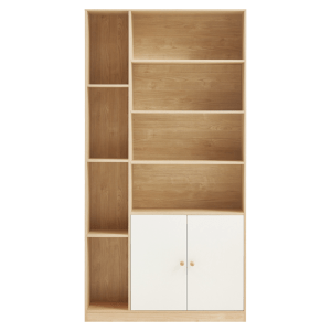 Linspire Noble Bookshelf with Storage Cabinet, Natural & White