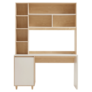 Linspire Noble Desk with Shelves, Natural and White