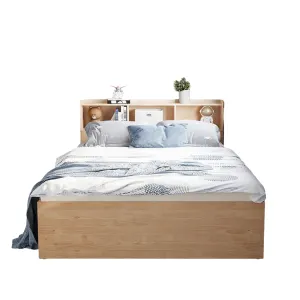 Linspire Royale Short Queen Bed Frame with Storage Headboard, Natural