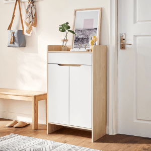 Linspire Miro Shoe Cabinet, Small, Natural & White