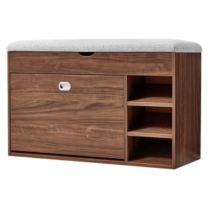 Linspire Miro Shoe Storage Bench, Small, Walnut & Grey