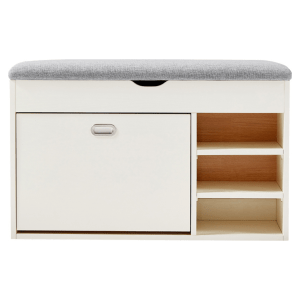 Linspire Miro Shoe Storage Bench, Small, White & Grey