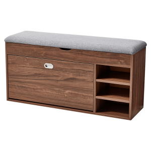 Linspire Miro Shoe Storage Bench, Large, Walnut and Grey