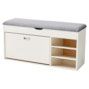 Linspire Miro Shoe Storage Bench, Large, White & Grey