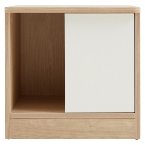 Linspire Evelyn Bedside Table with Cabinet, Natural and White