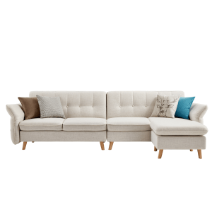 Linspire Monet 4 Seater Sofa with Ottoman, Cream White