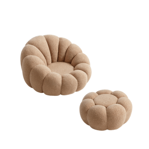 Linspire Lotus Boucle Armchair with Ottoman, Toffee