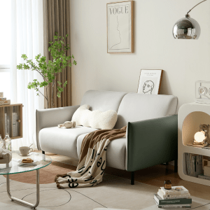 Linspire Gemini 3-Seater Leathaire Sofa, Grey & Moss Green