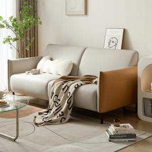 Linspire Gemini 3-Seater Leathaire Sofa, Oat & Windsor Tan