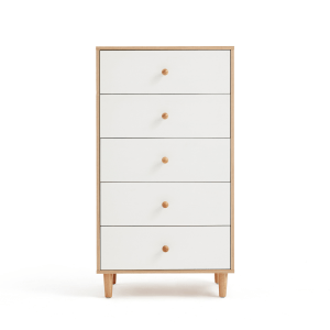 Linspire Fresko Chest of 5 Drawers, White & Natural