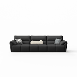 Linspire Plume Leather 5-Seater Sofa, Black