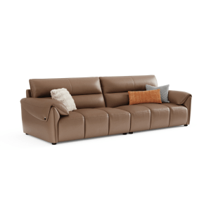 Linspire Plume 3.5-Seater Leather Sofa, Caramel