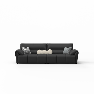 Linspire Plume 3.5-Seater Leather Sofa, Black