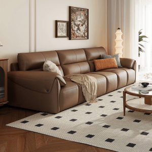 Linspire Plume 4.5-Seater Leather Sofa, Caramel