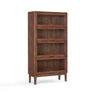 Linspire Cocoa Bookcase with Glass Door 80cm, 4-Tier