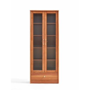 Linspire Umber Display Cabinet with Glass Door and Storage Drawer 80cm