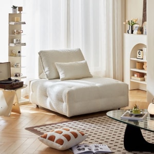 Linspire Mizu Boucle 1-Seater Modular Sofa, Small, White