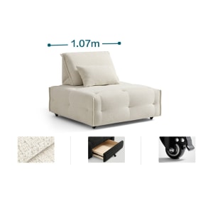 Linspire Mizu 1-Seater Modular Sofa with Storage, Large, Sand