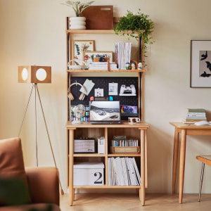 Linspire Noble Desk with Shelf, 0.8m, Natural & Black