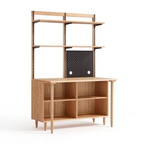 Linspire Noble Desk with Shelf, 1.2m, Natural & Black