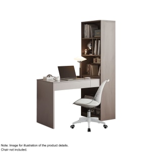 Linspire Rena Desk with Bookcase, Ash and Light Grey