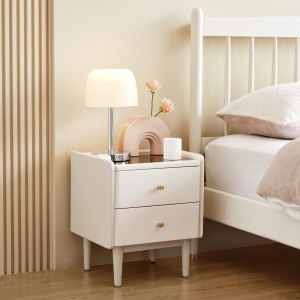 Linspire Ventus Bedside Table with Glass Top, White