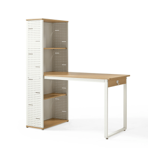 Linspire Ascend Desk with Shelves, Natural & White