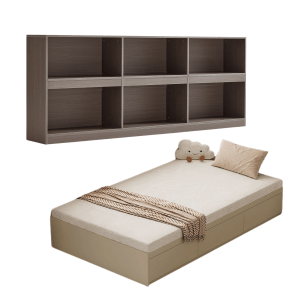 Linspire Lattice Small Double Bed Base with Drawers and Storage Cabinet, White & Dark Brown