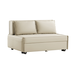 Linspire Lumen 2-Seater Leathaire Sofa Bed, Creamy White