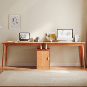 Linspire Radian Extendable Dual Office Desk with Small Cabinet