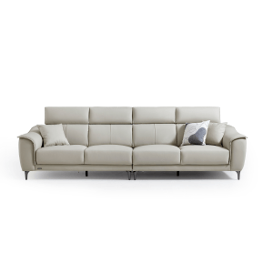 Linspire Spark 4-Seater Leather Sofa, Grey, 302x92x84cm