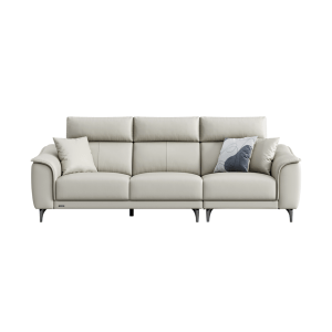 Linspire Spark 4-Seater Leather Sofa, Grey, 254x92x84cm