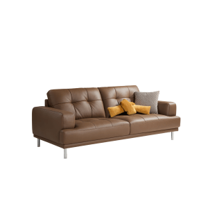 Linspire Vertex 3-Seater Genuine Leather Sofa, Brown