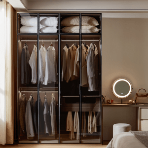 Linspire Unity Wardrobe with Top Cabinet and Sensor Light