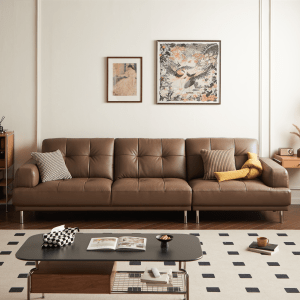 Linspire Vertex 4-Seater Genuine Leather Sofa, Brown, 301x102x85cm