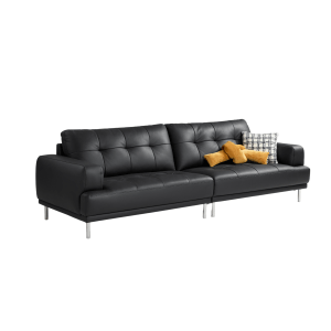 Linspire Vertex 4-Seater Genuine Leather Sofa, Black, 266x102x85cm